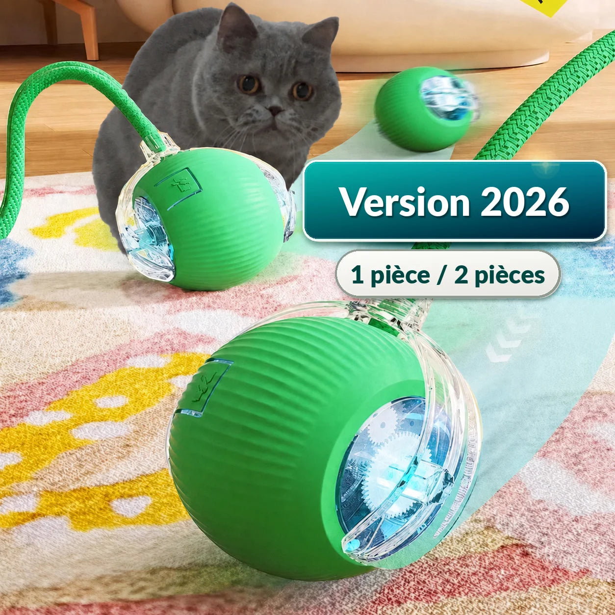 Balle Interactive Intelligente pour Chat — Roulante & Rechargeable