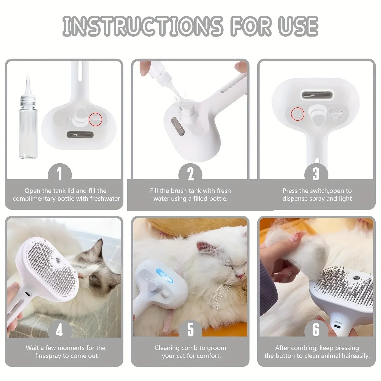 Brosse Spray Démêlante pour Chat & Chien — Toilettage Facile